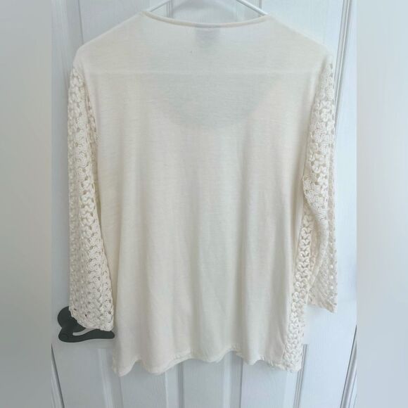 Jaclyn Smith Two in One Off White Crochet Sweater and Tank Top Women’s Size L - Picture 2 of 4